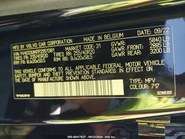 YV4ED3UM7P2951381 Volvo Xc40 Recharge Pure Electric Twin Ultimate