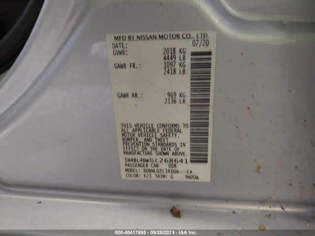 1N4BL4BW3LC268641 Nissan Altima S Intelligent Awd
