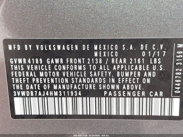 2017 VOLKSWAGEN JETTA 3VWDB7AJ4HM311934 Photo 8