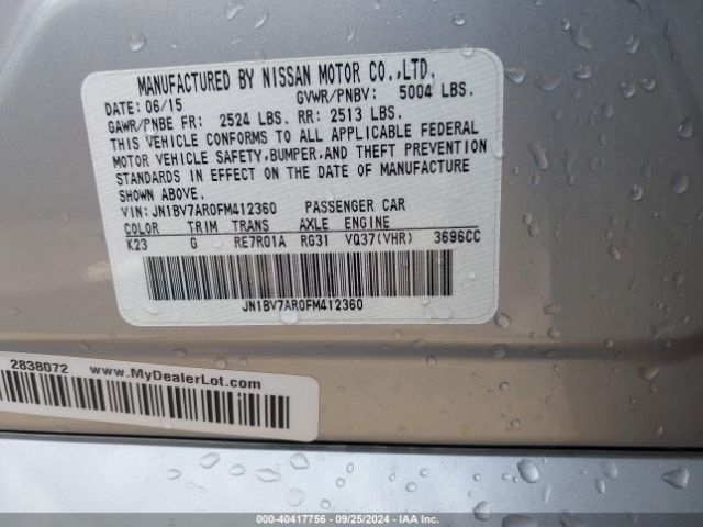 JN1BV7AR0FM412360 Infiniti Q50 SPORT