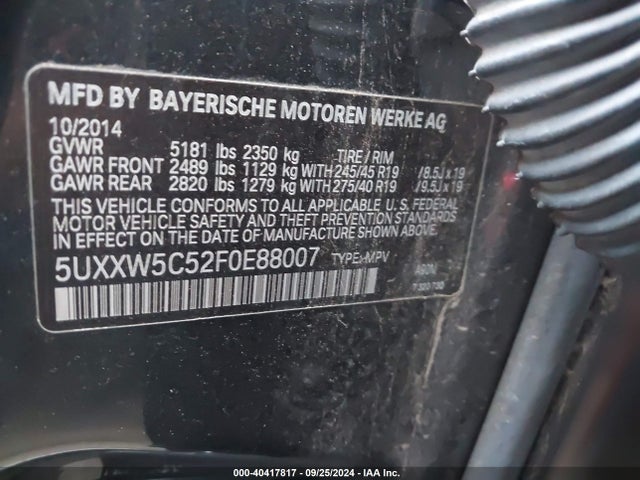 5UXXW5C52F0E88007 BMW X4 Xdrive35i