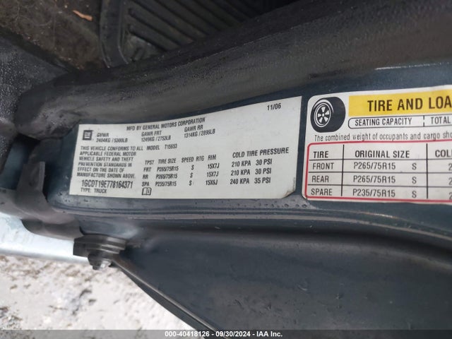 2007 Chevrolet Colorado Lt მანქანა იყიდება აუქციონზე, vin: 1GCDT19E778164371, აუქციონის ნომერი: 40418126