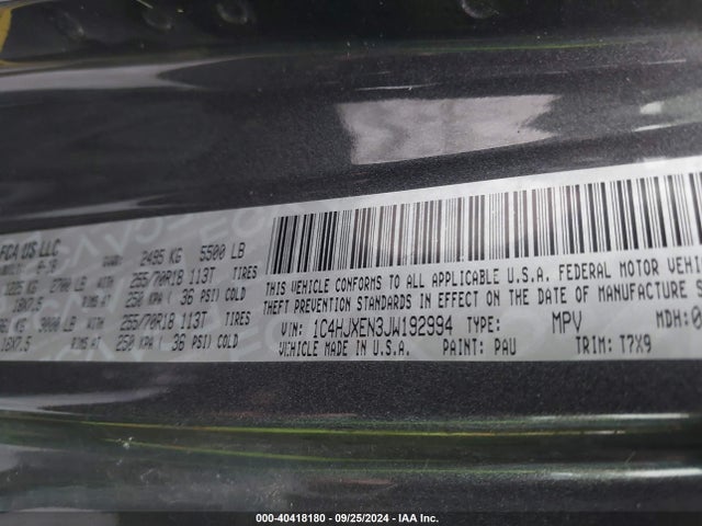 1C4HJXEN3JW192994 Jeep Wrangler Unlimited Sahara 4x4