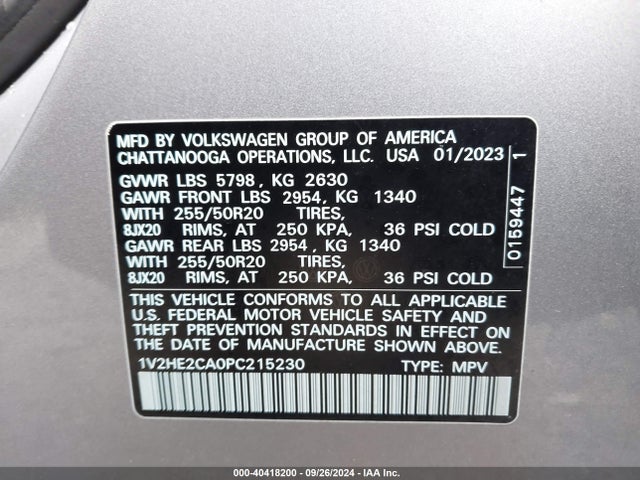 1V2HE2CA0PC215230 Volkswagen Atlas Cross Sport 3.6l V6 Se W/technology