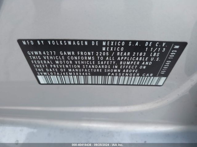 3VWL07AJ4EM389465 Volkswagen Jetta 1.8t Sel