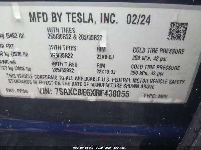 2024 TESLA MODEL X 7SAXCBE6XRF438055 Photo 8