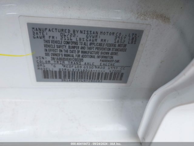 3N1AB8BV6NY280285 Nissan Sentra S Xtronic Cvt