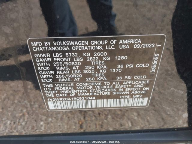 1V2WR2CA1RC521044 Volkswagen Atlas 2.0t Se W/technology
