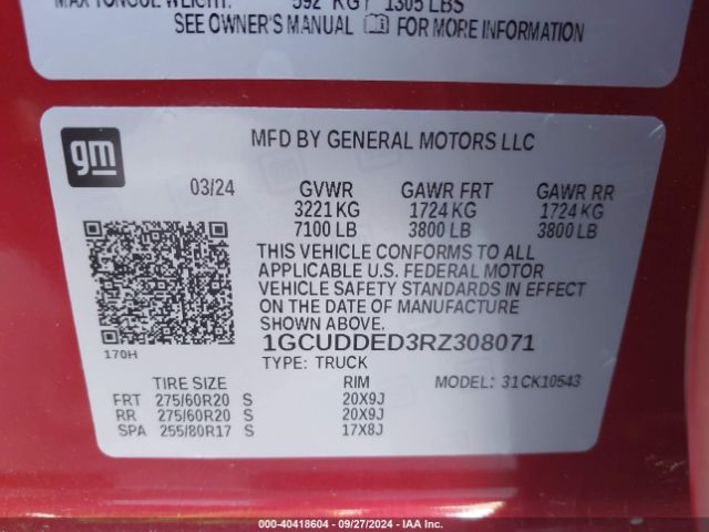 1GCUDDED3RZ308071 Chevrolet Silverado 1500 4wd  Short Bed Lt