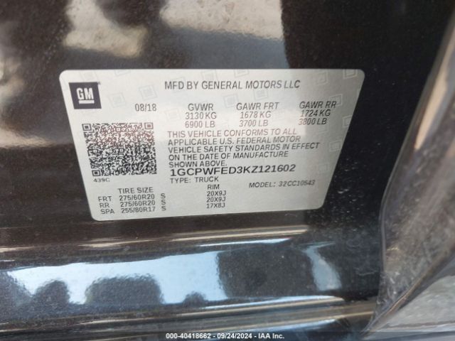 1GCPWFED3KZ121602 Chevrolet Silverado 1500 High Country