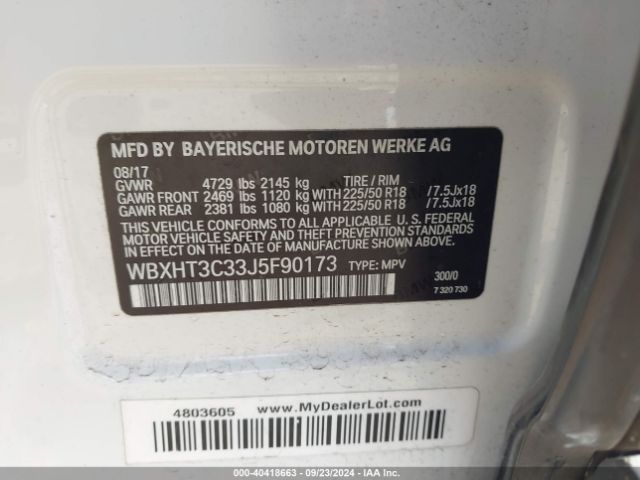 WBXHT3C33J5F90173 BMW X1 Xdrive28i