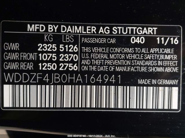 WDDZF4JB0HA164941 Mercedes-Benz E 300