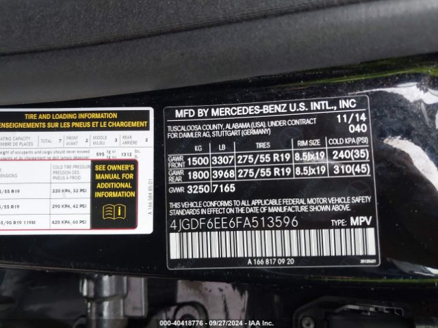 4JGDF6EE6FA513596 Mercedes-Benz Gl 450 4matic