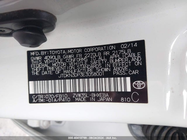 JTDKN3DP3E3058001 Toyota PRIUS PLUG-IN