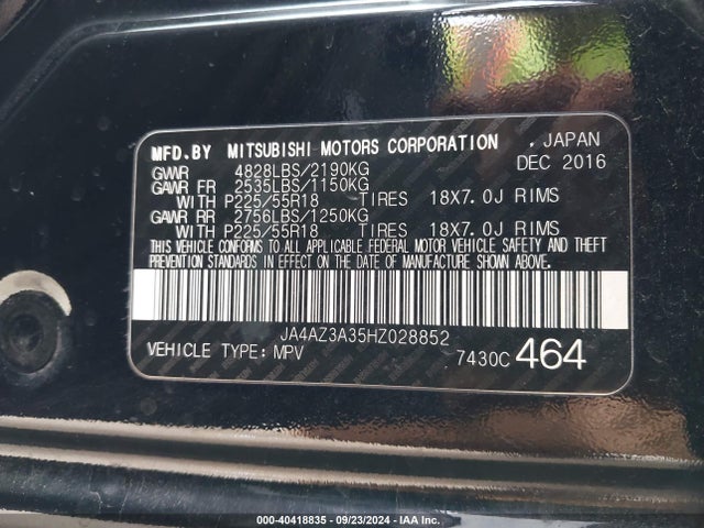 2017 MITSUBISHI OUTLANDER JA4AZ3A35HZ028852 Photo 8