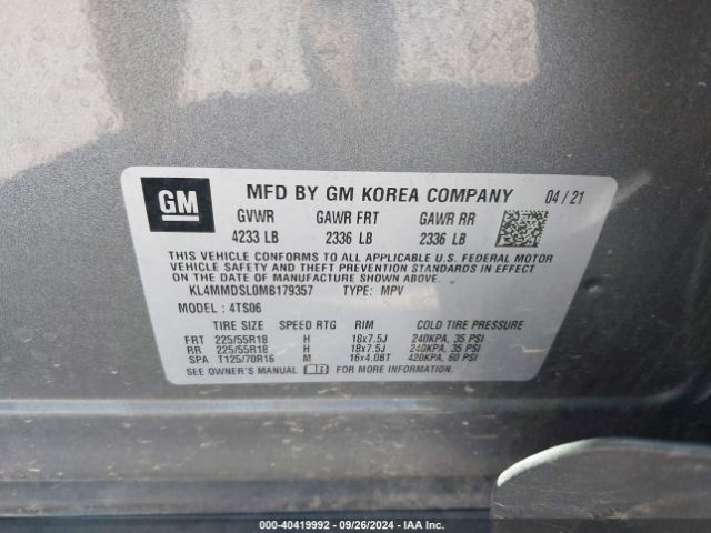 KL4MMDSL0MB179357 Buick Encore Gx Fwd Select