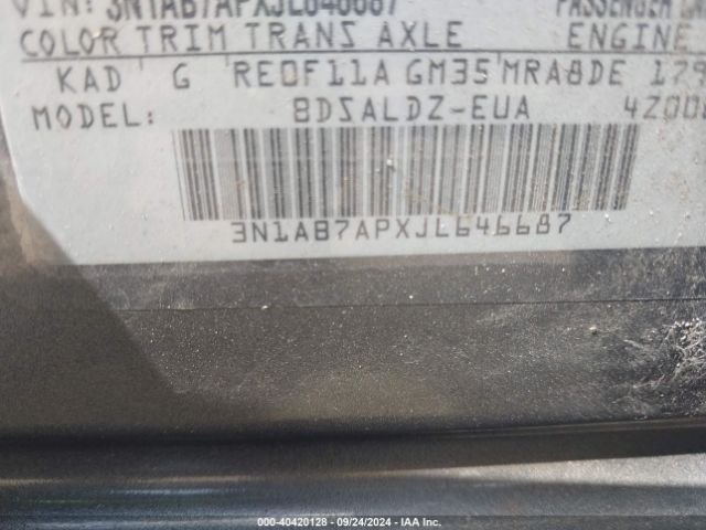 3N1AB7APXJL646687 Nissan SENTRA SV