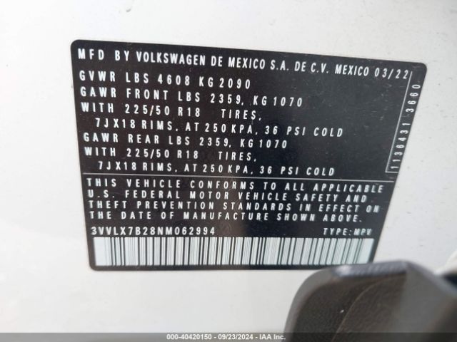 3VVLX7B28NM062994 Volkswagen Taos 1.5t Se