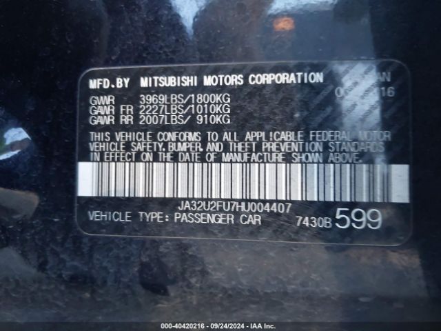 JA32U2FU7HU004407 Mitsubishi LANCER ES