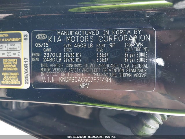 KIA Sportage Lx 2016 KNDPBCAC6G7821494 Image 9