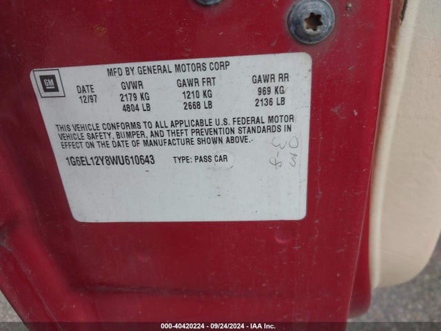 1998 CADILLAC ELDORADO 1G6EL12Y8WU610643 Photo 8