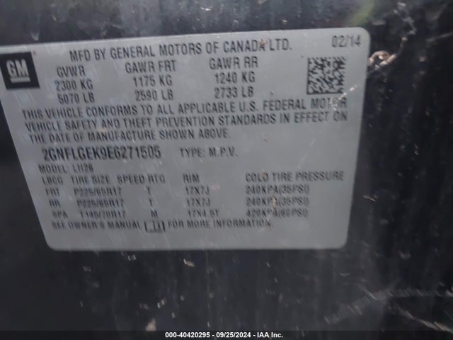 Chevrolet Equinox 2lt 2014 2GNFLGEK9E6271505 Image 9