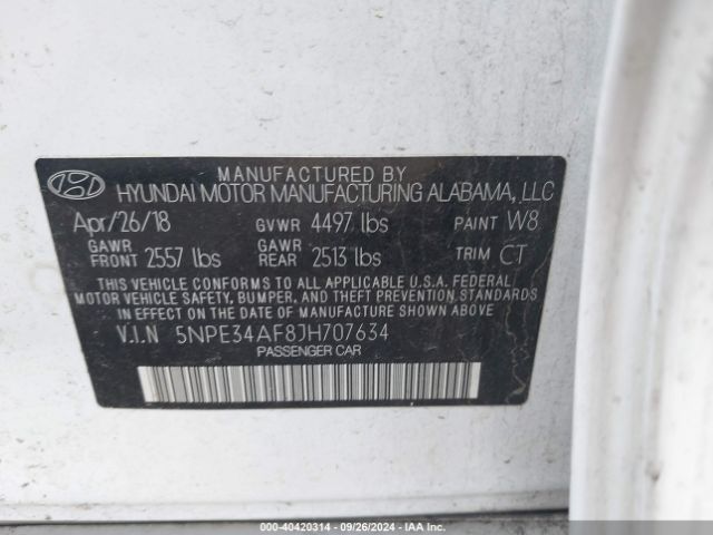 5NPE34AF8JH707634 Hyundai Sonata Sport+