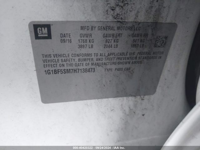 1G1BF5SM7H7138473 Chevrolet Cruze Premier Auto