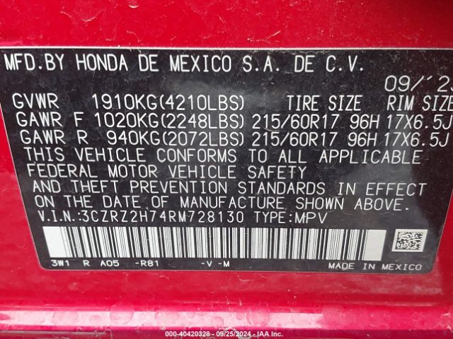 2024 HONDA HR-V 3CZRZ2H74RM728130 Photo 8