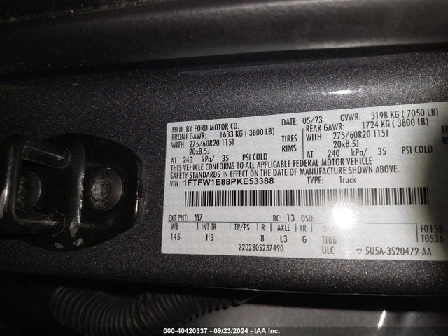 Ford F-150 Lariat 2023 1FTFW1E88PKE53388 Image 9