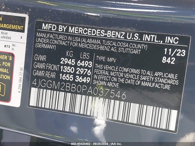 4JGGM2BB0PA037546 Mercedes-Benz Eqe 350+ Suv