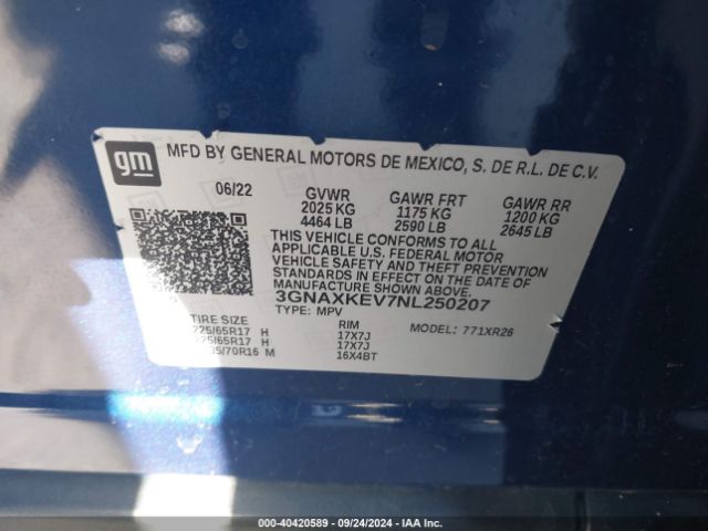 2022 CHEVROLET EQUINOX 3GNAXKEV7NL250207 Photo 8