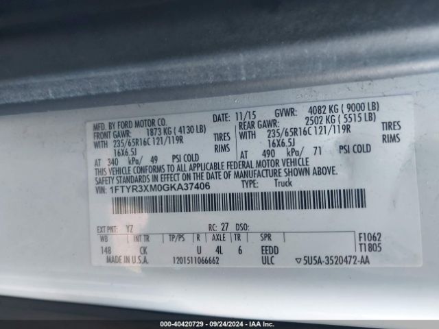 1FTYR3XM0GKA37406 Ford Transit-250