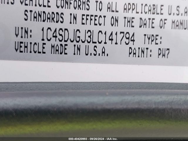 1C4SDJGJ3LC141794 Dodge Durango Srt Awd