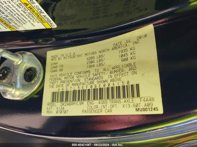 2011 MITSUBISHI ECLIPSE SPYDER 4A37L5EF0BE004150 Photo 8