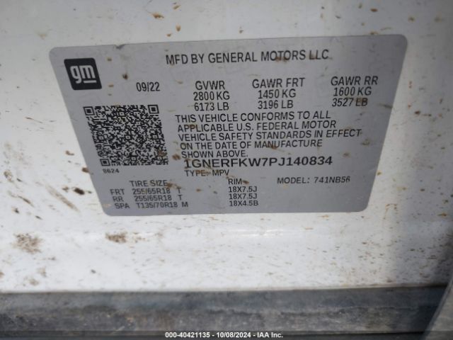 1GNERFKW7PJ140834 Chevrolet Traverse Fwd Ls