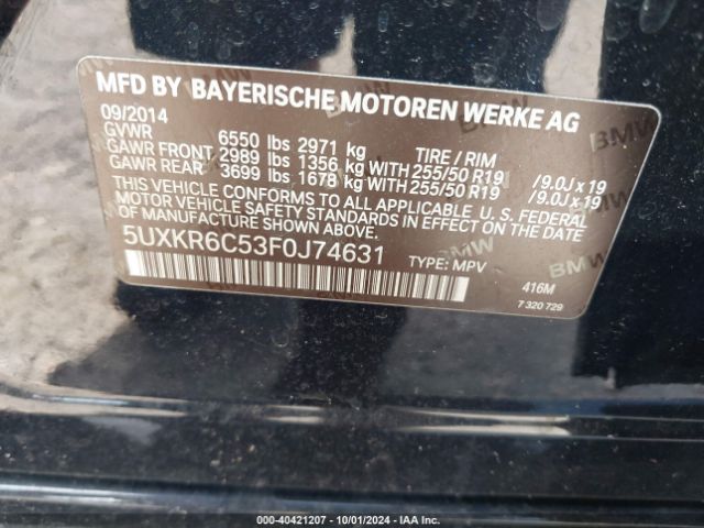 5UXKR6C53F0J74631 BMW X5 Xdrive50i