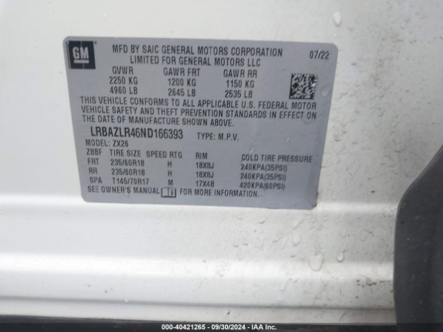 LRBAZLR46ND166393 Buick Envision Fwd Preferred