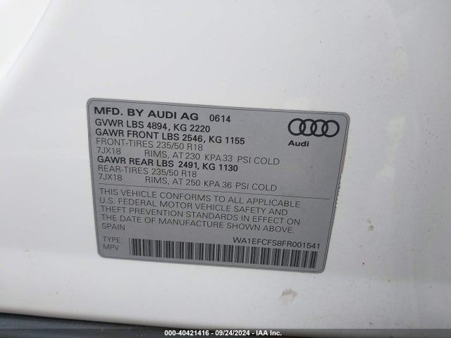 WA1EFCFS8FR001541 Audi Q3 2.0t Premium Plus