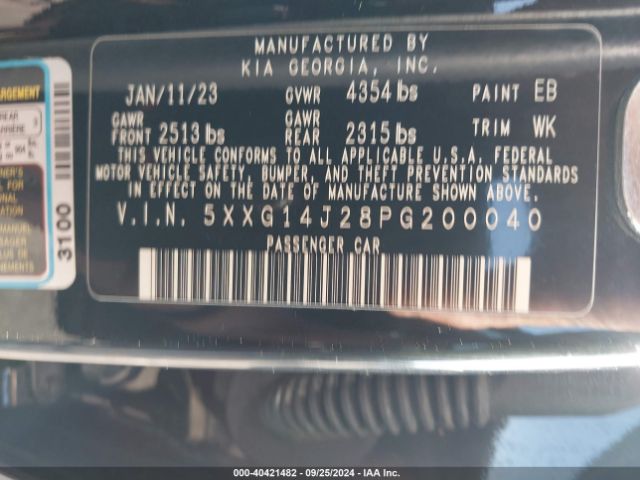 5XXG14J28PG200040 KIA K5 LXS