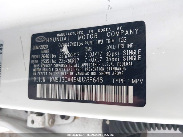 Hyundai Tucson Value 2021 KM8J3CA48MU288648 Image 9