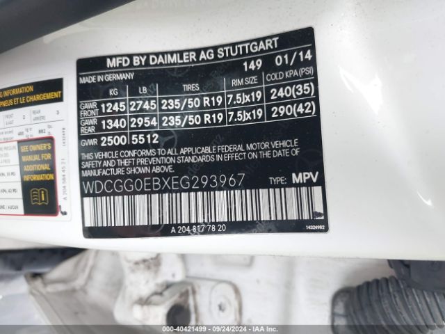 WDCGG0EBXEG293967 Mercedes-Benz Glk 250 Bluetec 4matic