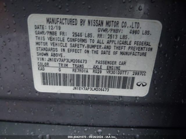 JN1EV7AP3LM206473 Infiniti Q50 LUXE