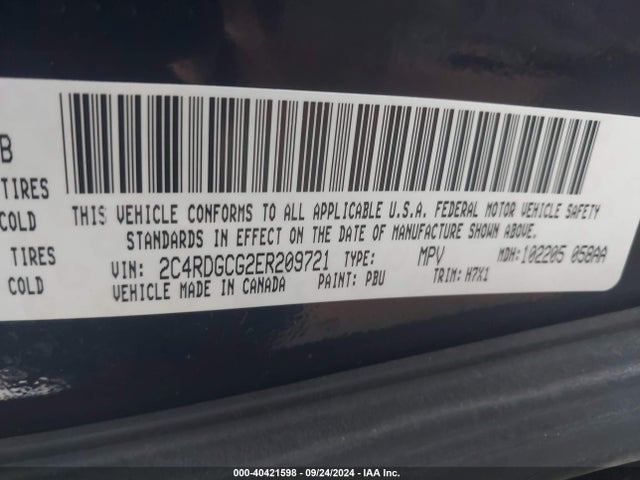 Dodge Grand Caravan Sxt 2014 2C4RDGCG2ER209721 Image 9