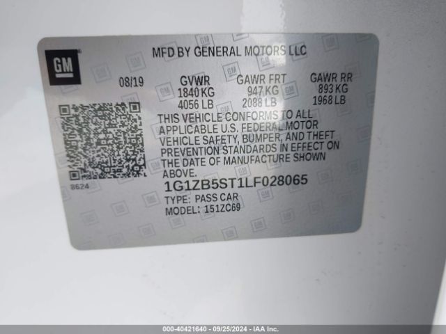 1G1ZB5ST1LF028065 Chevrolet Malibu Fwd Ls