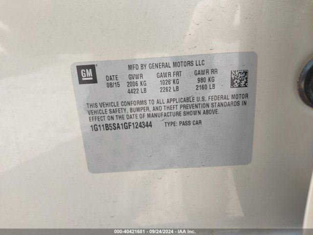 1G11B5SA1GF124344 Chevrolet Malibu Limited Ls
