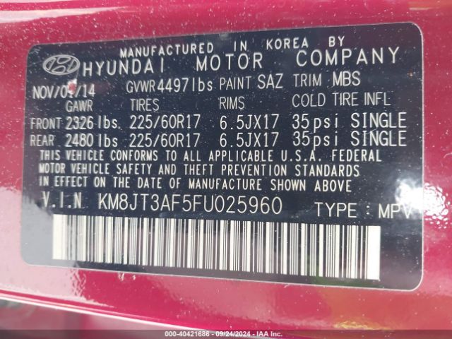 KM8JT3AF5FU025960 Hyundai TUCSON GLS