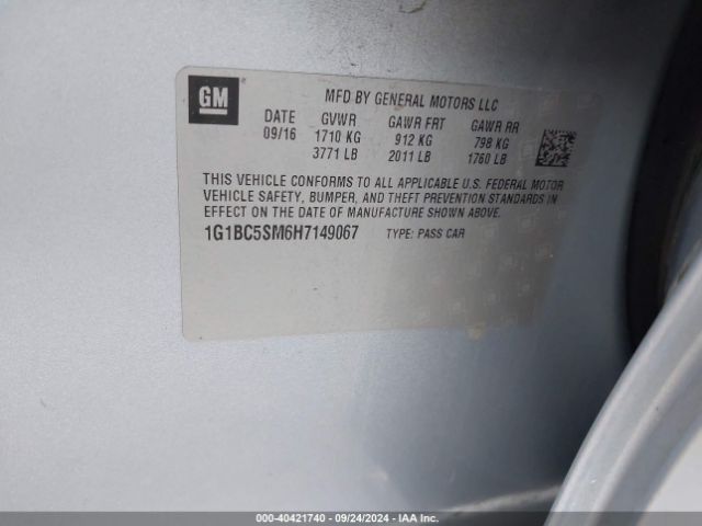 1G1BC5SM6H7149067 Chevrolet Cruze Ls Auto
