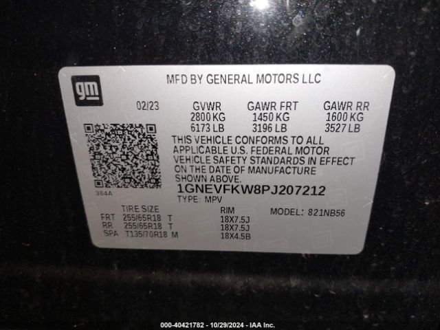 1GNEVFKW8PJ207212 Chevrolet Traverse Awd Ls