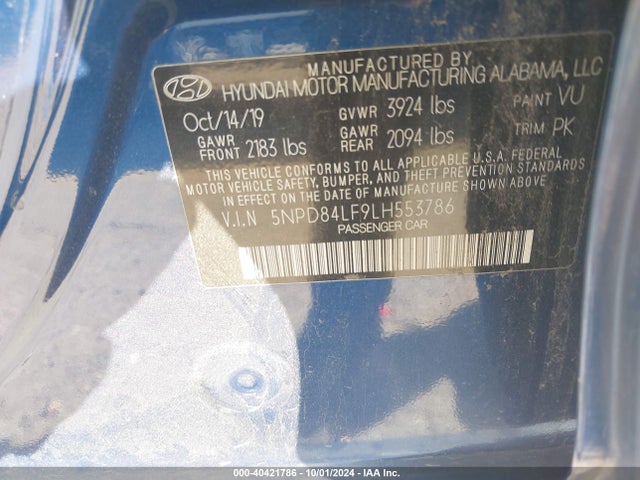 Hyundai ELANTRA SEL 2020 5NPD84LF9LH553786 Image 9
